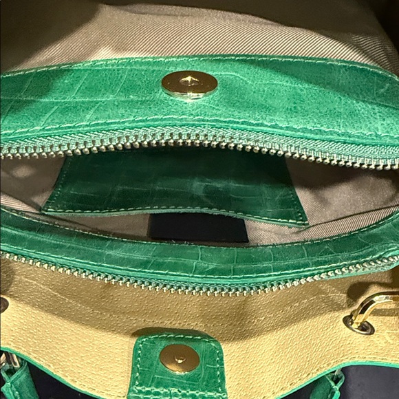 Never used - V Italia - Green Croc-Embossed Leather Satchel - Picture 10 of 10